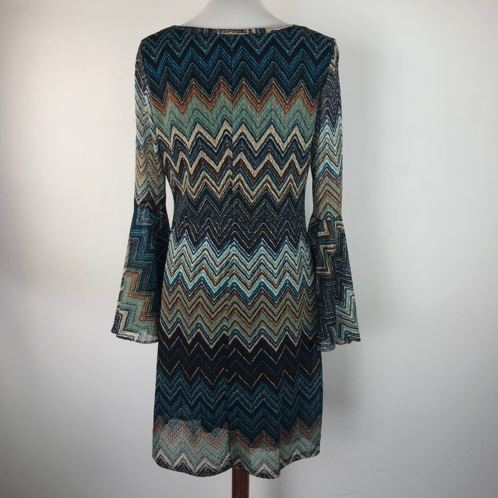MSK 10 Chevron Dress Boho Flutter Sleeve - Picture 7 of 8